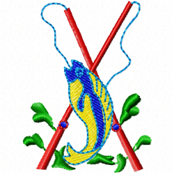 Fishing Embroidery Design 5 Fishing Embroidery Design 5